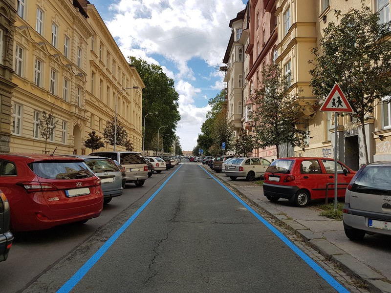 Синяя зона парковки в Праге